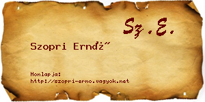 Szopri Ernő névjegykártya